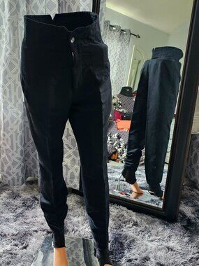 Bogner High‑Waisted Stirrup Ski Pants – Black Wedge Trousers - Vintage